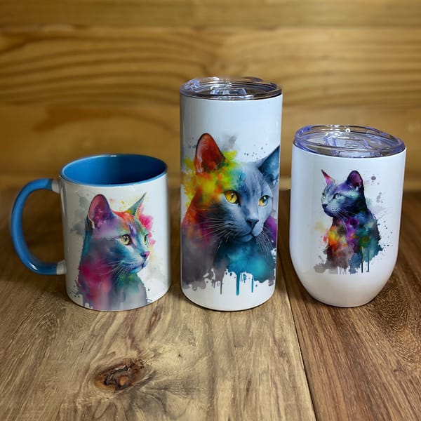 Russian Blue Cat Mugs and Tumblers